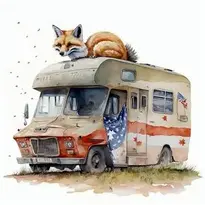 camper van fox wallpaper