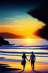 couple beach sunset phone wallpaper