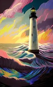 lighthouse colorful abstract art phone wallpaper
