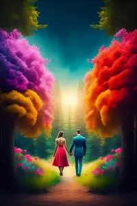 love couple garden phone wallpaper