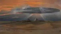 pyramids egyptian desert spaceship wallpaper