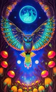 trippy owl bird colorful owl dream phone wallpaper