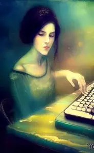 woman author desk baroque portrait phone wallpaper