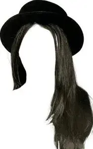 Women With Black Hat. Hairstyle Wig With Black Hat. Add to your photo