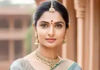 Indian Woman Bride Saree, Jewelry, face swap