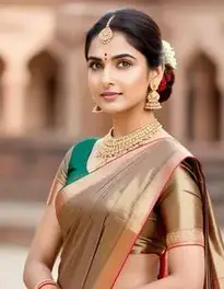 Indian Woman Bride Saree, Jewelry, face swap