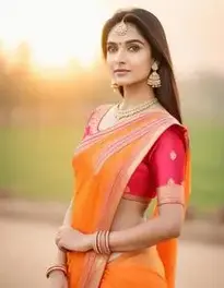 Indian Woman Bride Saree, Jewelry, face swap