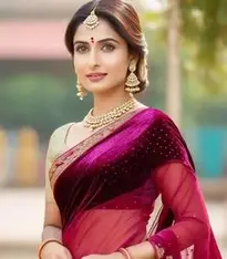 Indian Woman Bride Saree, Jewelry, face swap