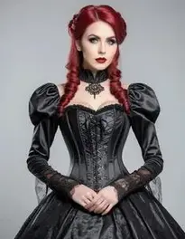 Halloween Woman Cosplay Costume Gothic Retro Long Sleeve Corset Dress face swap