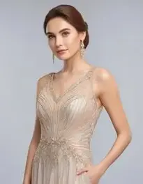 Woman Designer Evening Gowns face swap