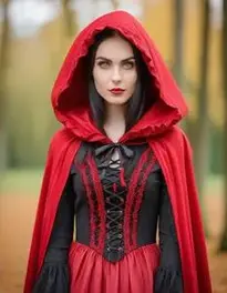 Woman Gothic Red Riding Hood face swap
