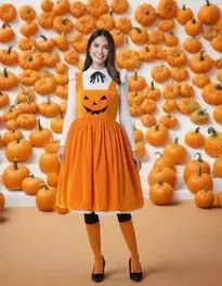Adult Woman Pumpkin face swap