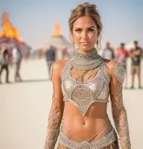 Burning Man Outfit Female face swap