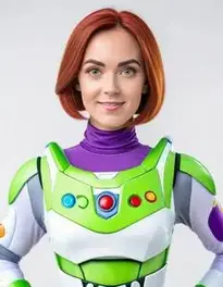 Buzz Light Year Halloween Costume Woman face swap