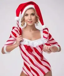 Candy Cane Costume Woman face swap