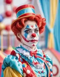 Circus Clown Costume Woman face swap