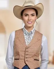 Cowwoman Waistcoat Fancy Dress face swap