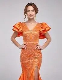 Fancy Orange Dress face swap