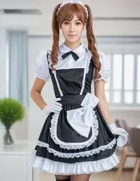 French Maid Cosplay face swap
