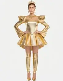 Gold Fancy Dress Woman face swap