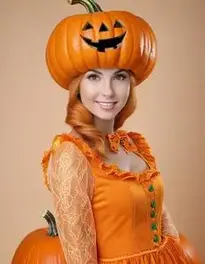 Ladies Pumpkin face swap