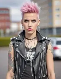 Ladies Punk Rocker Fancy Dress face swap
