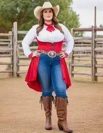 Plus Size Cowwoman Outfit face swap