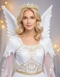 Ladies Christmas Angel Fancy Dress face swap