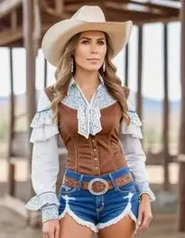 Ladies Cowwoman Outfit face swap