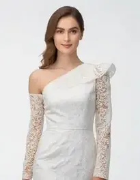 One Shoulder Long Sleeve Dress Formal face swap
