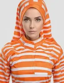 Orange Prisoner Costume Woman face swap