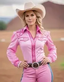 Pink Cowwoman Costume Woman face swap