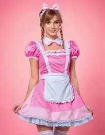 Pink French Maid Outfit face swap
