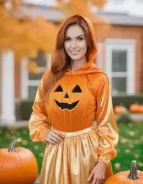 Pumpkin Halloween Costume Adults face swap