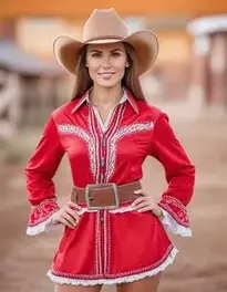 Red Cowwoman Outfit face swap