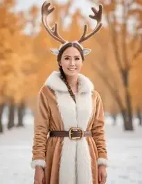 Reindeer Costume Woman face swap