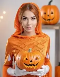 Pumpkin Halloween Costume Woman face swap