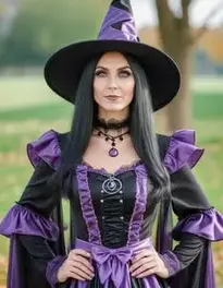 Woman Halloween Witch Outfit face swap