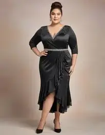 Black Evening Dress Plus Size face swap