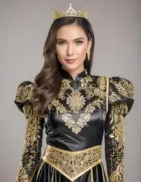 Black And Gold Party Outfit For Ladies face swap