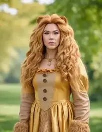 Woman Cowardly Lion face swap