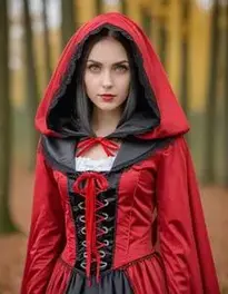 Woman Gothic Red Riding Hood face swap