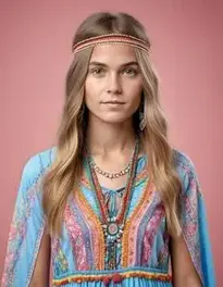 Woman Hippie Dress face swap