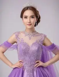 Woman Purple Evening Gown face swap