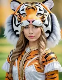 Woman Tiger Fancy Dress face swap