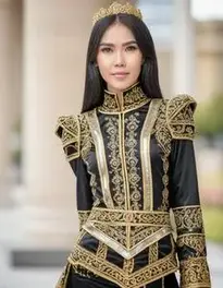 Black And Gold Outfit For Ladies face swap