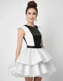 Black And White Cocktail Dress face swap