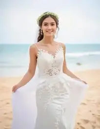 Casual Beach Wedding Dress face swap