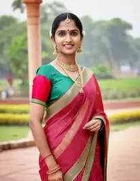 Formal Saree For Interview face swap