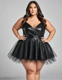 Plus Size Black Cocktail Dress face swap
